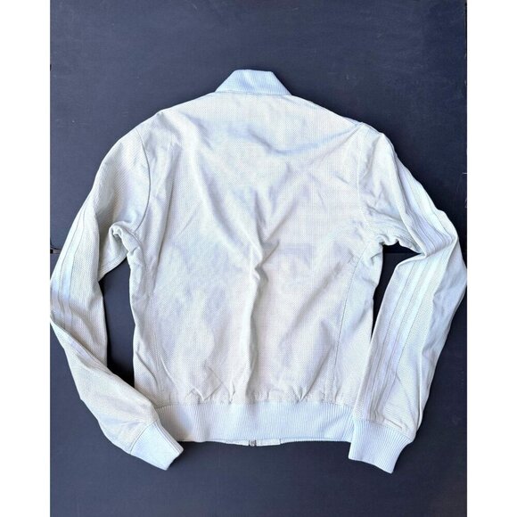 Adidas X Ferrell Williams Light Grey Perforated Leather Bomber Jacket XS - Picture 5 of 6